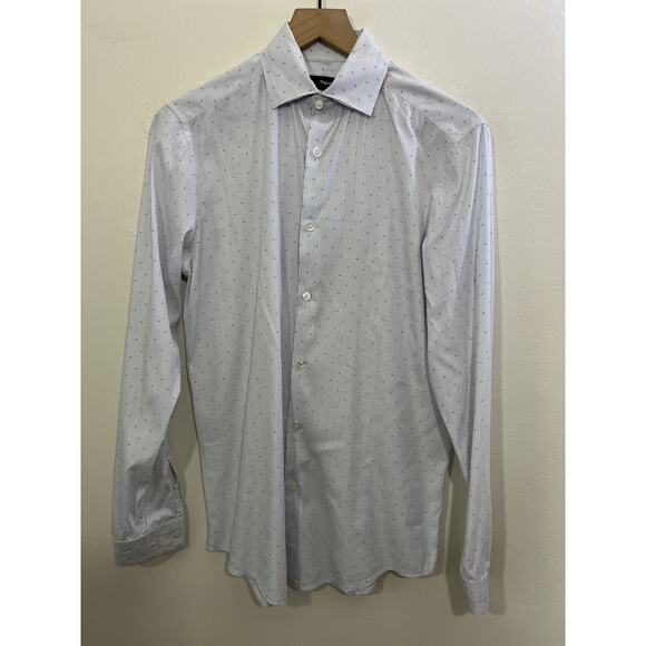 Theory Slim Fit Button Down Shirt 15 R Preppy Quiet Luxury Old Money Office Work - Picture 1 of 16